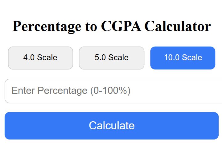 Percentage to CGPA calculator